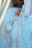 Aafreen Sky Blue Wedding Formal Frock with Lehenga & Dupatta For Women