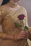 Golden Royal Embroidered Chiffon Saree For Women
