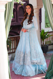 Aafreen Sky Blue Wedding Formal Frock with Lehenga & Dupatta For Women