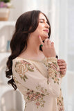 Ayzel Cream & Brown Georgette Chiffon Frock with Dupatta For Women