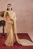 Golden Royal Embroidered Chiffon Saree For Women