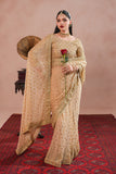 Golden Royal Embroidered Chiffon Saree For Women