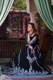 Sahiba Black Chiffon & Silk Lehenga Choli with Dupatta For Women