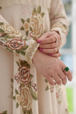 Ayzel Cream & Brown Georgette Chiffon Frock with Dupatta For Women
