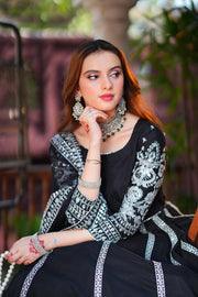 Sahiba Black Chiffon & Silk Lehenga Choli with Dupatta For Women