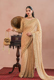 Golden Royal Embroidered Chiffon Saree For Women