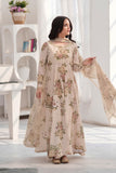 Ayzel Cream & Brown Georgette Chiffon Frock with Dupatta For Women