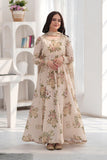 Ayzel Cream & Brown Georgette Chiffon Frock with Dupatta For Women