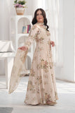 Ayzel Cream & Brown Georgette Chiffon Frock with Dupatta For Women