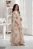 Ayzel Cream & Brown Georgette Chiffon Frock with Dupatta For Women