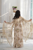 Ayzel Cream & Brown Georgette Chiffon Frock with Dupatta For Women