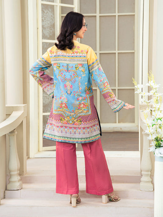 Sky Blue & Pink 2-Piece Printed Suit For Women