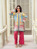 Sky Blue & Pink 2-Piece Printed Suit For Women