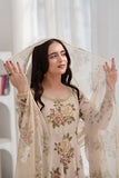 Ayzel Cream & Brown Georgette Chiffon Frock with Dupatta For Women