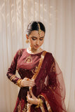 Zeenat Royal Burnt Maroon Silk Lehenga For Women