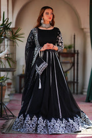 Sahiba Black Chiffon & Silk Lehenga Choli with Dupatta For Women