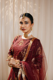 Zeenat Royal Burnt Maroon Silk Lehenga For Women