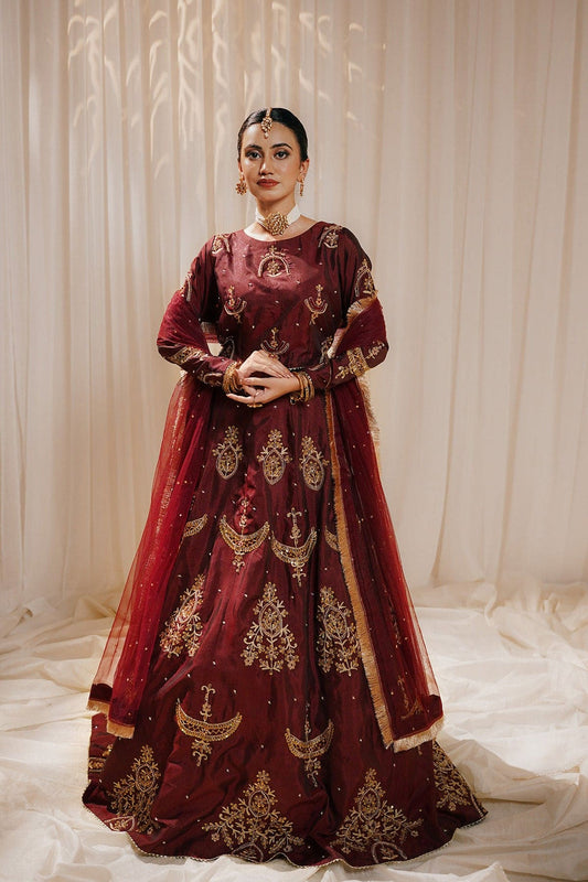 Zeenat Royal Burnt Maroon Silk Lehenga For Women