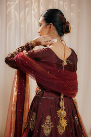 Zeenat Royal Burnt Maroon Silk Lehenga For Women