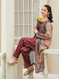 Maroon 3-Piece Poly Crepe Printed Suit For Women