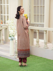 Maroon 3-Piece Poly Crepe Printed Suit For Women
