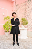 Stunning Black Jamawar Sherwani in Luxurious Fabric For Boys