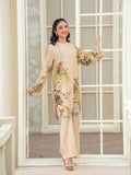 Peach Beige Floral Printed 2-Piece Suit For Women