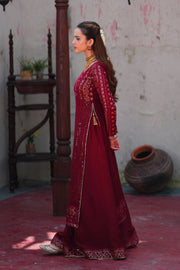 Mashal Maroon Long Shirt Sharara with Chiffon Dupatta For Women