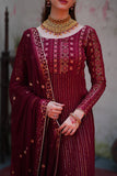 Mashal Maroon Long Shirt Sharara with Chiffon Dupatta For Women