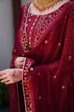 Mashal Maroon Long Shirt Sharara with Chiffon Dupatta For Women