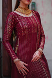 Mashal Maroon Long Shirt Sharara with Chiffon Dupatta For Women