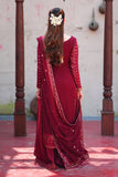 Mashal Maroon Long Shirt Sharara with Chiffon Dupatta For Women