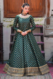 Afsaana Dark Green Kattan Silk Maxi with Net Dupatta For Women