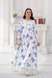 Daisy Pearl White & Sky Blue Georgette Chiffon Frock with Dupatta For Women