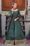 Afsaana Dark Green Kattan Silk Maxi with Net Dupatta For Women