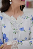 Daisy Pearl White & Sky Blue Georgette Chiffon Frock with Dupatta For Women