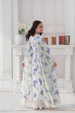Daisy Pearl White & Sky Blue Georgette Chiffon Frock with Dupatta For Women