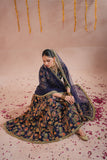 Blue Royal Embroidered Raw Silk Lehenga For Women