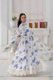 Daisy Pearl White & Sky Blue Georgette Chiffon Frock with Dupatta For Women