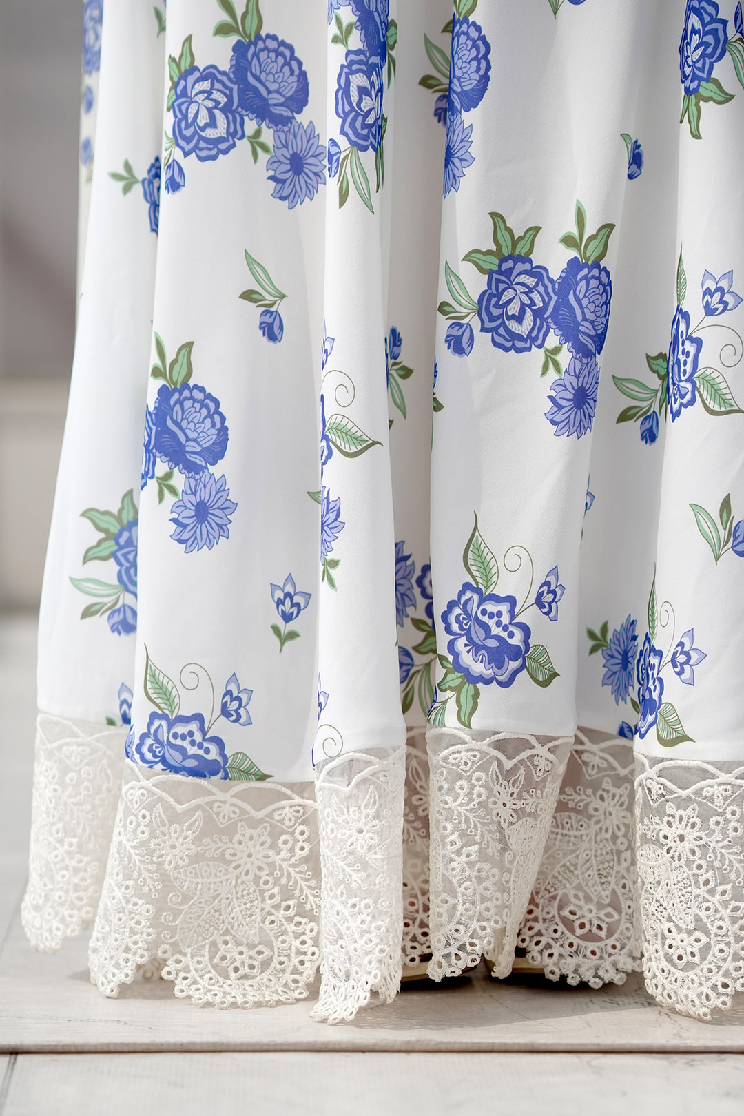 Daisy Pearl White & Sky Blue Embroidered Frock For Women