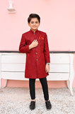 Vibrant Maroon Sequence Sherwani For Boys