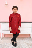 Vibrant Maroon Sequence Sherwani For Boys