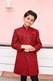 Vibrant Maroon Sequence Sherwani For Boys