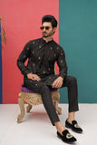 Black Color Copper Embroidered Kurta Pajama For Men
