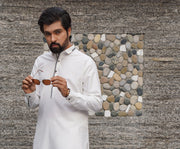White Color Grey Embroidered Shalwar Kameez For Men