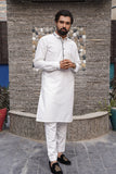 White Color Grey Embroidered Shalwar Kameez For Men