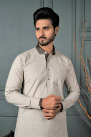 Feather Grey Color Hard Cotton Kameez Shalwar For Men