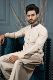 Cream Color Hard Cotton Kameez Shalwar For Men
