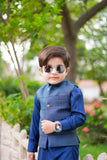 Elegant Sapphire Blue Kurta with Contrasting Waistcoat For Boys (Copy)