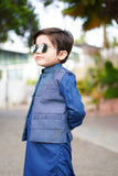 Elegant Sapphire Blue Kurta with Contrasting Waistcoat For Boys (Copy)